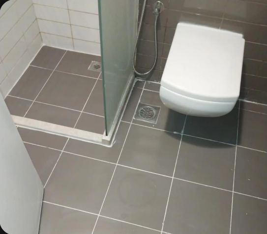 Bathroom floor after tile repair